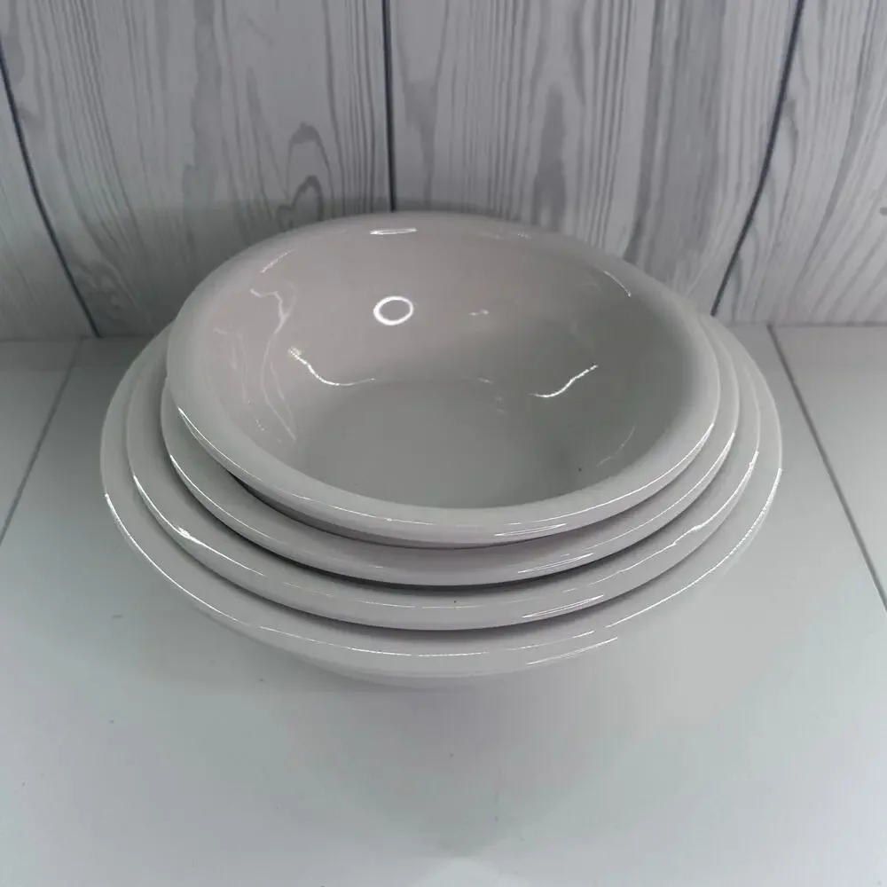 Vintage Pier 1 Imports White Nesting Mixing Bowls (4) Discontinued